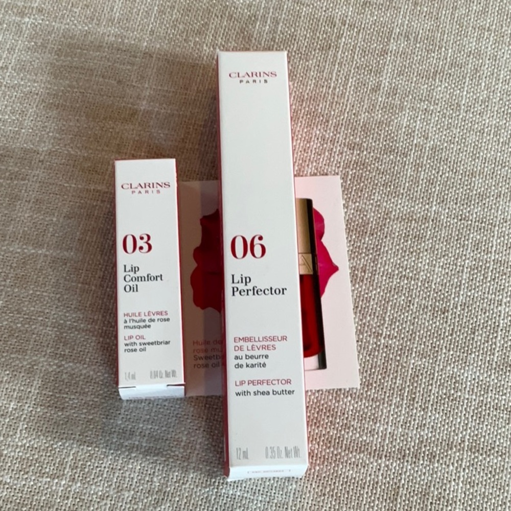 Clarins Lip Perfector & Lip Comfort Oil Set - 06 & 03 - Red Accents